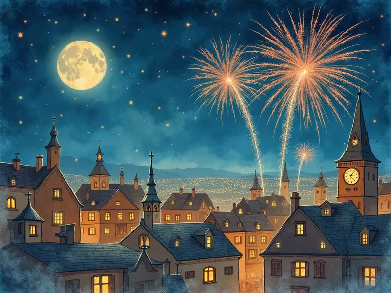 Illustration des Traums: Feuerwerk an Silvester